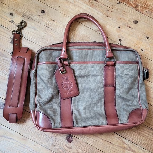 Ralph Lauren Natural Soft Waxed Canvas and Leather Messenger Bag - Picture 1 of 11